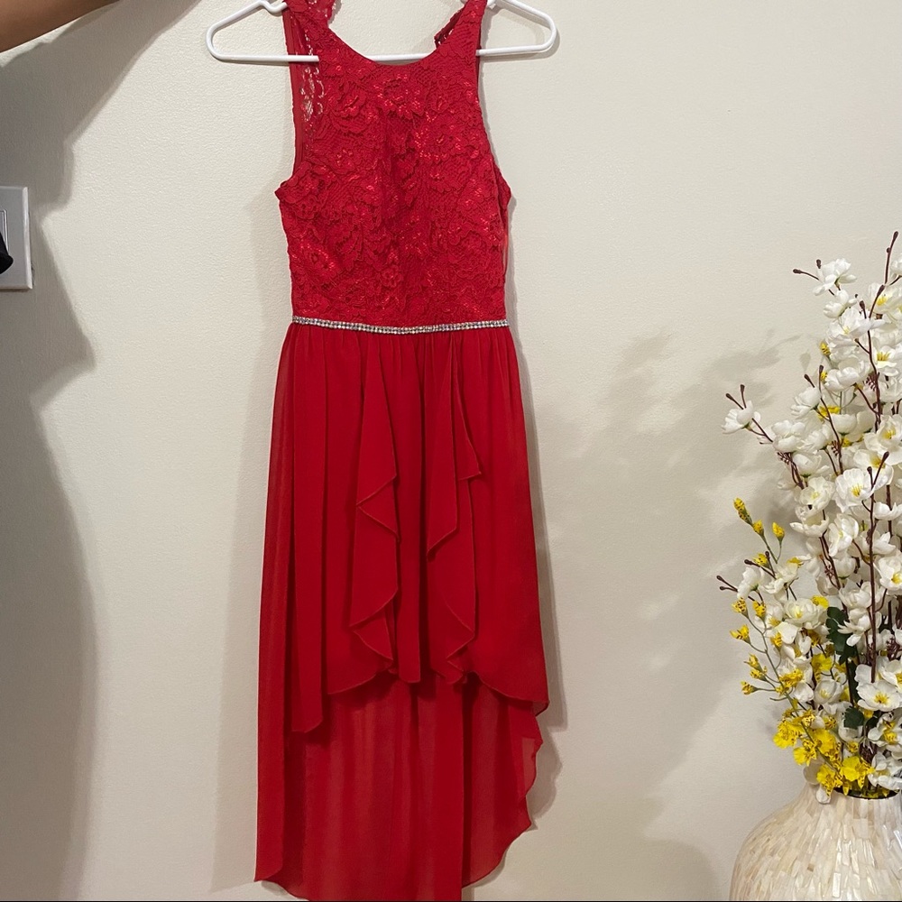 RED HIGH LOW DRESS